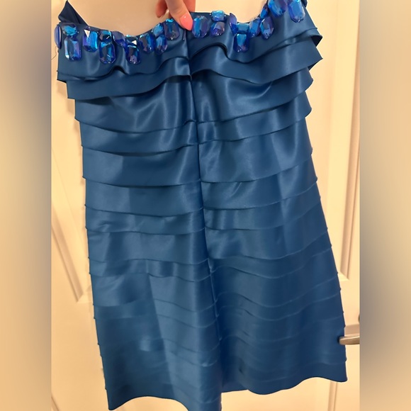 Blue Strapless Prom Dress - Picture 5 of 10